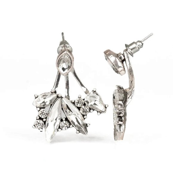 Paparazzi Jewelry Accessories - Deco Dynamite - White Earrings - Vintage - Picture 2 of 4